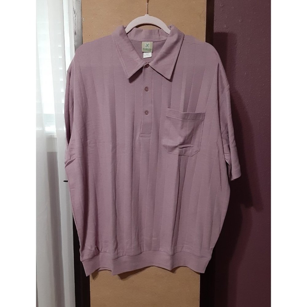 NEW Haband Ribbed Short Sleeve Polo Shirt XL Cotton Polyest…
